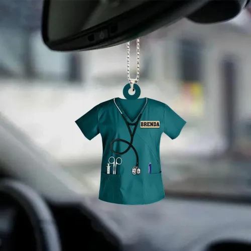 Vista 3 de Adorno colgante personalizado de enfermera publicado para regalos para ella - Adorno colgante para árbol de Navidad, regalo personalizado
