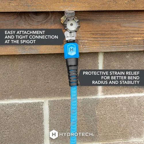 Vista 7 de HydroTech Manguera de jardín expandible de 25 pies - Serie Pro, flujo máximo 2x, flexibilidad sin dobleces de 3/4", manguera ligera para césped
