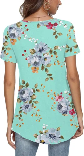 Vista 3 de CATHY Blusa plisada de manga corta de verano para mujer, estilo retazos, holgada, para leggings