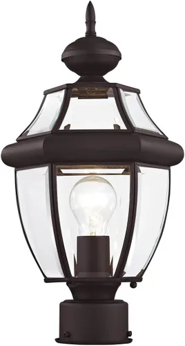 Vista 3 de Livex Lighting 2153-03 Poste para exteriores con pantallas de vidrio biselado transparente, color blanco Persianas de vidrio biselado transparente