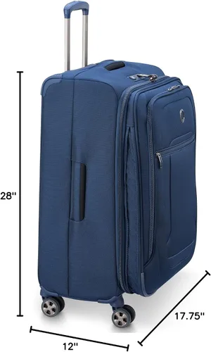 Vista 10 de DELSEY PARIS Helium DLX Softside - Maleta expandible con ruedas giratorias, azul marino, a cuadros, mediano de 25 pulgadas