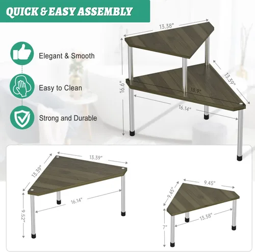 Vista 3 de Weenson Organizador de Mostrador de Baño Estante de Esquina - Organizador de Baño de 2 Niveles Organización de Baño Estante de Bambú para Lavabo