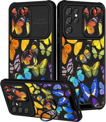 Vista 138 de Funda 2 en 1 para Samsung Galaxy S23 Ultra Flamingo para mujeres y niñas, diseño femenino de flamencos con cubierta deslizante para cámara y soporte