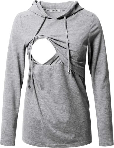 Vista 52 de GINKANA Sudadera con capucha para mujer, manga larga, lactancia materna, ropa casual