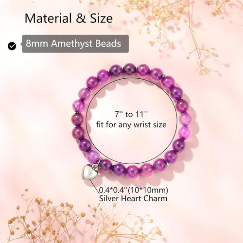 Vista 4 de Ralukiia Regalo para mujeres después de la cirugía, pulsera de amatista con oraciones curativas, regalos inspiradores de animación para mujeres