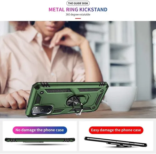 Vista 5 de Yiakeng Funda para Samsung Galaxy S20 FE, funda Galaxy S20 FE 5G con protector de pantalla HD, fundas protectoras de grado militar con anillo