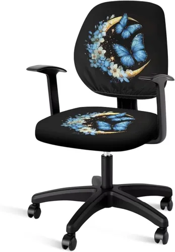 Vista 42 de Funda protectora elástica para silla de oficina con diseño de hongos artísticos, funda giratoria elástica para silla de escritorio, adecuada
