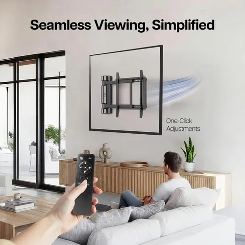 Vista 6 de VIVO Soporte de pared eléctrico de acero de perfil bajo para pantallas de plasma LCD LED de 32 a 75 pulgadas, soporte motorizado para TV con giro