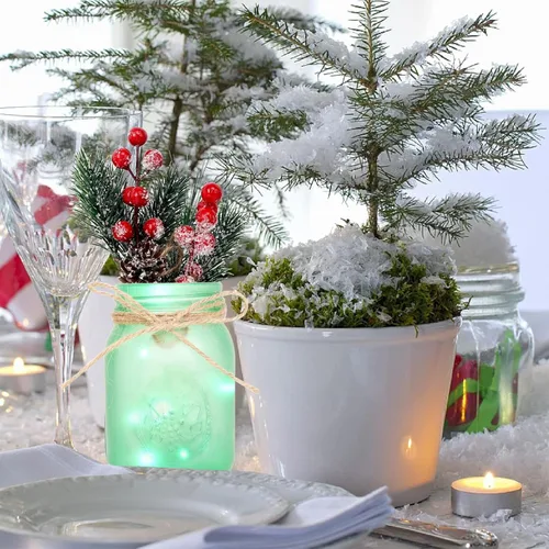 Vista 8 de CNVOILA Centro de Mesa de Navidad, Jarrones de Mason para Decoración de Navidad, Adornos de Chimenea para Mesa, Adornos de Mesa de Vacaciones al Por