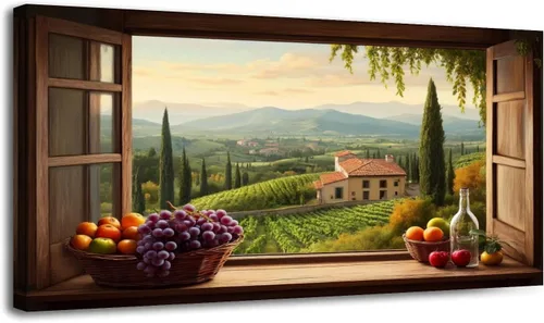Vista 16 de Lienzo decorativo de 20 x 40 pulgadas, arte de pared de viñedo, paisaje, toscana, Italia, naturaleza, desierto, fotografía, cuadros enmarcados