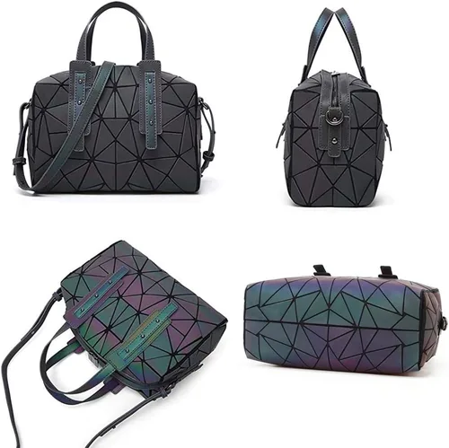 Vista 3 de Bolsos de mano para mujer, geométricos, luminosos, bolsos de mano con asa superior