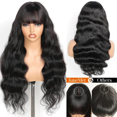 Vista 2 de Peluca de cabello humano con cierre de encaje, peluca sin pegamento para mujeres negras, 100% cabello humano virgen brasileño de 14 pulgadas