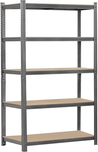 Vista 19 de Topeakmart Estantes utilitarios de 5 niveles, estantes de almacenamiento de metal, estanterías ajustables, montaje sin tornillos, estantes de Negro