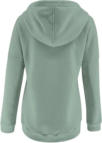 Vista 7 de Sudadera casual con capucha para mujer, manga larga, lisa, ligera, holgada, con bolsillo
