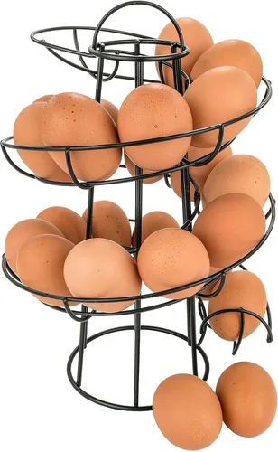 Vista 7 de Southern Homewares tobogán para huevos, dispensador en espiral con diseño moderno de primera calidad, se puede colgar, plateado, Negro