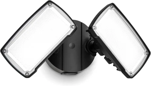 Vista 9 de LUTEC - Reflector de luz de doble cabeza para exteriores, impermeable, luz blanca de pared, de seguridad para patio, jardín Blanco - Del anochecer