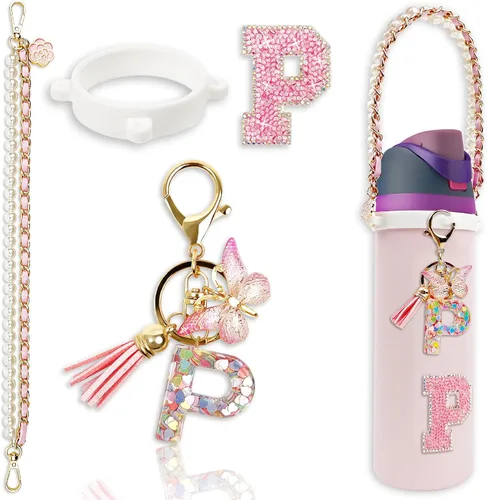 Vista 42 de Letter Handle Strap Accessories with Cute Initial Charm Compatible with Owala Water Bottle 24oz 32oz 40oz Owala Kids