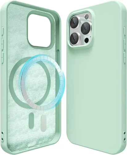 Vista 198 de oakxco Funda de silicona para iPhone 12 Pro Max, magnética, compatible con carga inalámbrica Magsafe, cubierta protectora de goma suave y delgada