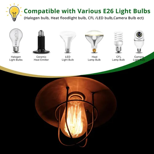 Vista 5 de Enchufe de luz E26,Soporte de lámpara de enchufe de bombilla de tornillo Medimun estándar,Enchufe de luz de porcelana E26 con cable para bombilla