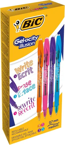 Vista 8 de Bic 943441 Gel Ocity Illusion Print Gel Pen 0.028 in (Pack de 12) - Negro