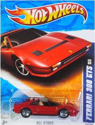 Vista 2 de Hot Wheels 2011, Ferrari 308 GTS Rojo 128/240. Todas las estrellas. Escala 1:64.