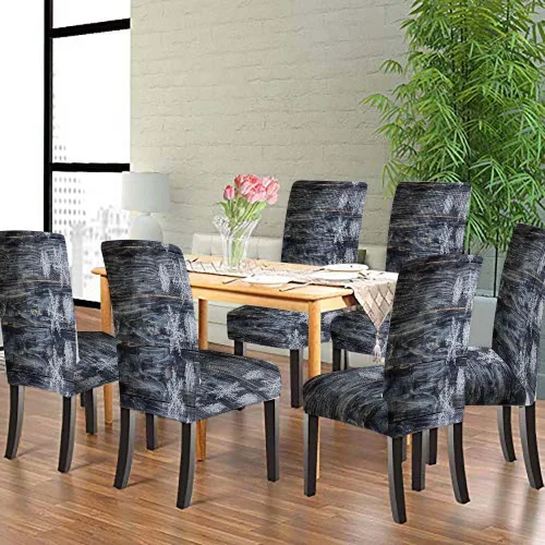 Vista 304 de CAPSCEOLL Christmas Dining Chair Covers,Snowflakes Festive Winter Pattern Stretch Chair Covers for Dining Room Set of 2 Washable Spandex Parson
