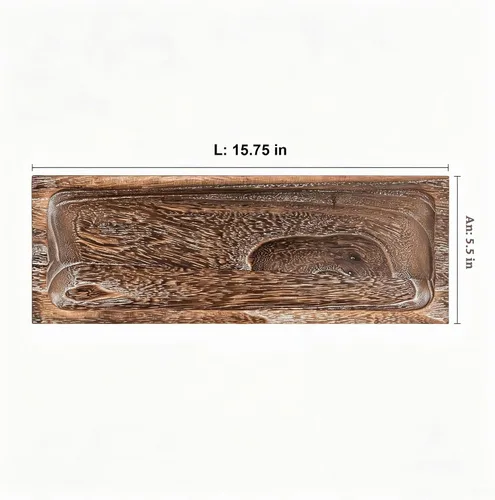 Vista 3 de Hanobe - Portavelas decorativo de madera para centro de mesa largo y estrecho Decoración rústica de madera de 15.6 pulgadas para comedor, mesa