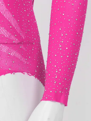 Vista 6 de ACSUSS Mujeres Sexy Off Hombro Body Brillante Con Lentejuelas Malla Bodystockings Babydoll Ropa
