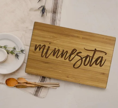 Vista 2 de Andaz Press US State Calligraphy - Tabla de cortar grande, 1