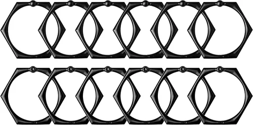 Vista 3 de Utopia Alley HK9BK - Juego de 12 anillos para cortina de ducha para baño, color negro