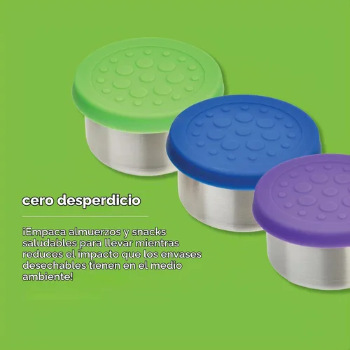 Vista 4 de LunchBots Recipientes de condimentos de acero inoxidable de 1.5 oz, 3 unidades florales