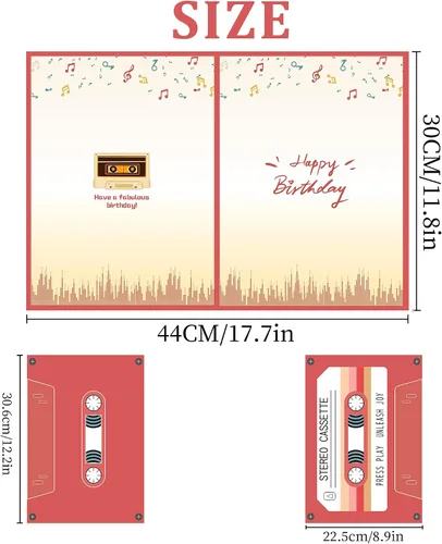 Vista 2 de Decoraciones retro para fiestas de cumpleaños, suministros de cartón para firma, cinta de casete, libro de invitados alternativo para niñas y niños