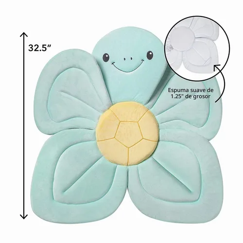 Vista 5 de Nuby Turtle - Cojín de baño para bañera o fregadero, tela suave y fácil de secar, 0-6 meses, turquesa