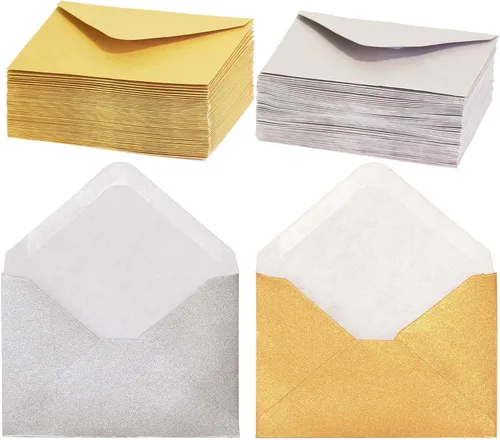 Vista 9 de Sobres para tarjetas de regalo, 100 sobres pequeños, sobres de papel para tarjetas de visita, bolsillos pequeños a granel para tarjetas de notas