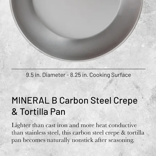 Vista 2 de De Buyer MINERAL B - Sartén de acero al carbono para crepes y tortillas, 9.5 pulgadas, ideal para hacer y recalentar crepas, tortillas y panqueques