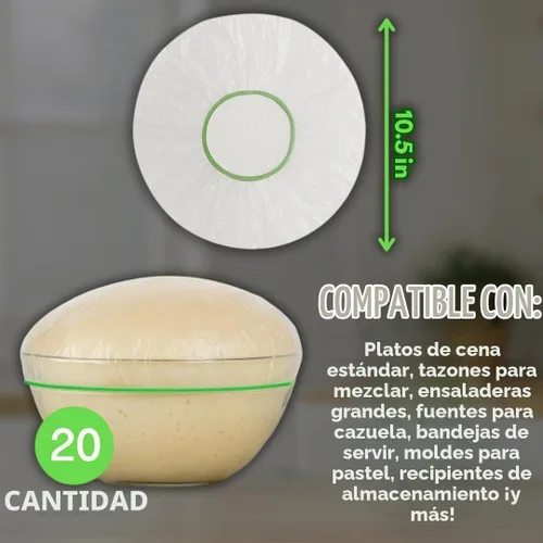 Vista 2 de 20 cubiertas para cuencos - cubiertas de alimentos de plástico reutilizables con elástico, ideales para la fermentación del pan y almacenamiento
