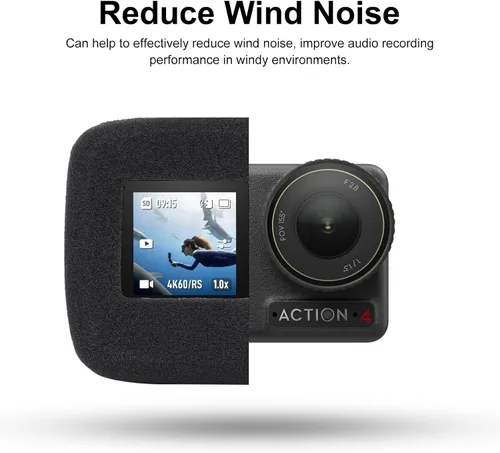 Vista 5 de HSU Windslayer - Funda para cámara DJI Osmo Action 5 Pro/4/3 Acción, cubierta Windslayer, funda de marco, accesorio de reducción de ruido de video