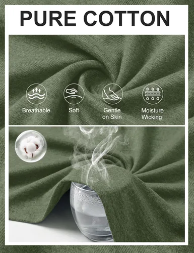 Vista 5 de Cotrasen Camisetas de manga larga para hombre, de algodón, cuello redondo, absorben la humedad, suaves, casuales, con bolsillo