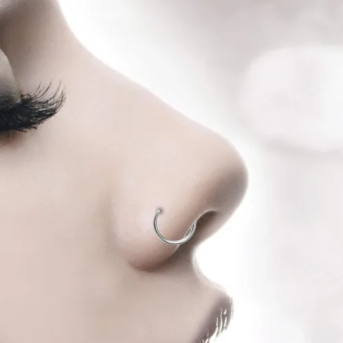Vista 3 de Generic 2 piezas unisex de acero quirúrgico con bisagras, segmento de clicker para la nariz, aros de cartílago de hélice, aretes de piercing