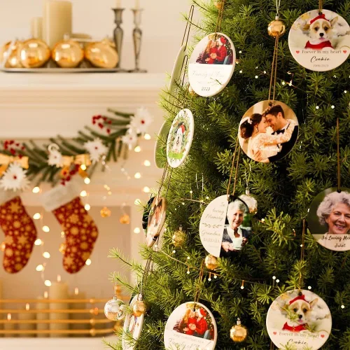 Vista 8 de Meowy Catmas - Divertido sombrero de Papá Noel con foto de gato, adorno de Navidad personalizado, regalos para gato, mamá, papá, lindo árbol