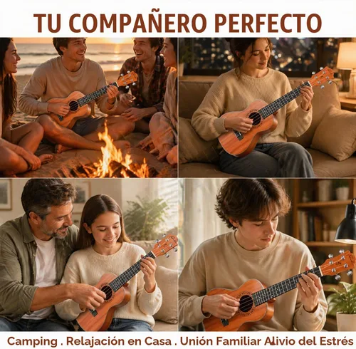 Vista 9 de Ranch - Ukulele profesional, de madera, kit de ukelele con 12 lecciones en línea gratis