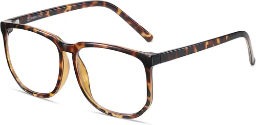 Vista 10 de SHEEN KELLY TR90 Oversized Blue Light Blocking Glasses Men Women Square Computer Eyewear Nerd Black Large Clear Lens