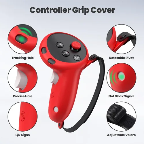 Vista 5 de Funda protectora de silicona compatible con MetaQuest 3, cubierta de agarre para controlador de realidad virtual, cubierta de carcasa de realidad