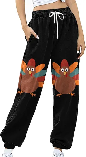 Vista 6 de Pantalones deportivos de ocio para mujer, con estampado de pavo y Acción de Gracias, pantalones deportivos con cordón elástico en la cintura