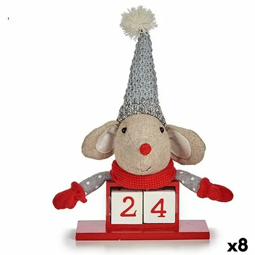 Vista 2 de Adorno Navideño Krist+ Blanco Rojo Gris Crema Ratón 20 x 11 x 20 cm Calendario (8 Unidades)
