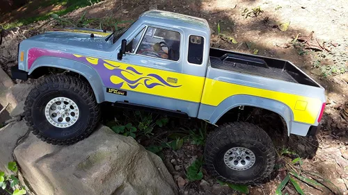 Vista 4 de Juego de calcomanías de cuerpo para Element RC Enduro Sendero escala 1/10 radiocontrolada Rock Crawler (llamas de defensa (morado sobre amarillo)
