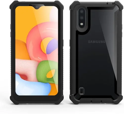 Vista 5 de Asuwish Funda de teléfono para Samsung Galaxy A01, resistente a prueba de golpes, a prueba de caídas, cuerpo completo, resistente, híbrida, móvil