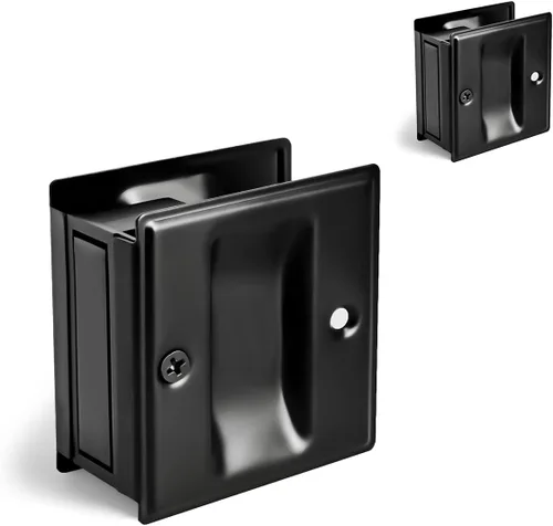 Vista 13 de HOMOTEK Tirador de puerta de bolsillo de privacidad sin placa de interruptor. Reemplaza los accesorios deslizantes de pasaje viejos o dañados sin