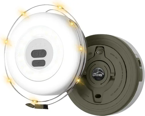 Vista 7 de DIBMS Paquete de 1 Cadena de Luces LED para Acampar con Control por App, 19 pies, recargable, multicolor, impermeable, luz colgante para acampar al