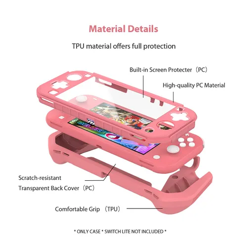 Vista 7 de Switch Lite - Funda protectora para Nintendo Switch Lite, compatible con Nintendo Switch Lite, protector de pantalla, funda de agarre de mano
